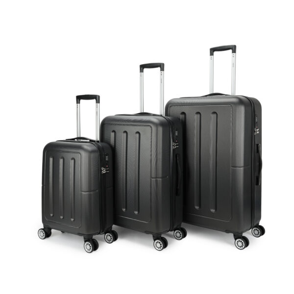 NEON-FIX ABS trolley 3-delige set 4 wielen TSA slot kleur Antraciet