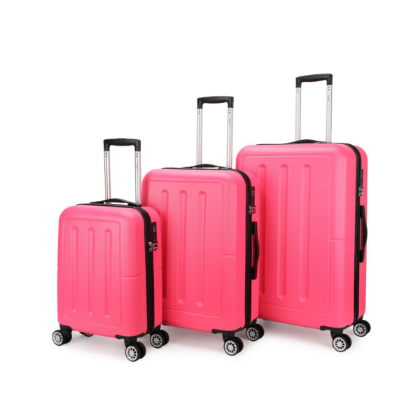 NEON-FIX ABS trolley 3-delige set 4 wielen TSA slot kleur Roze